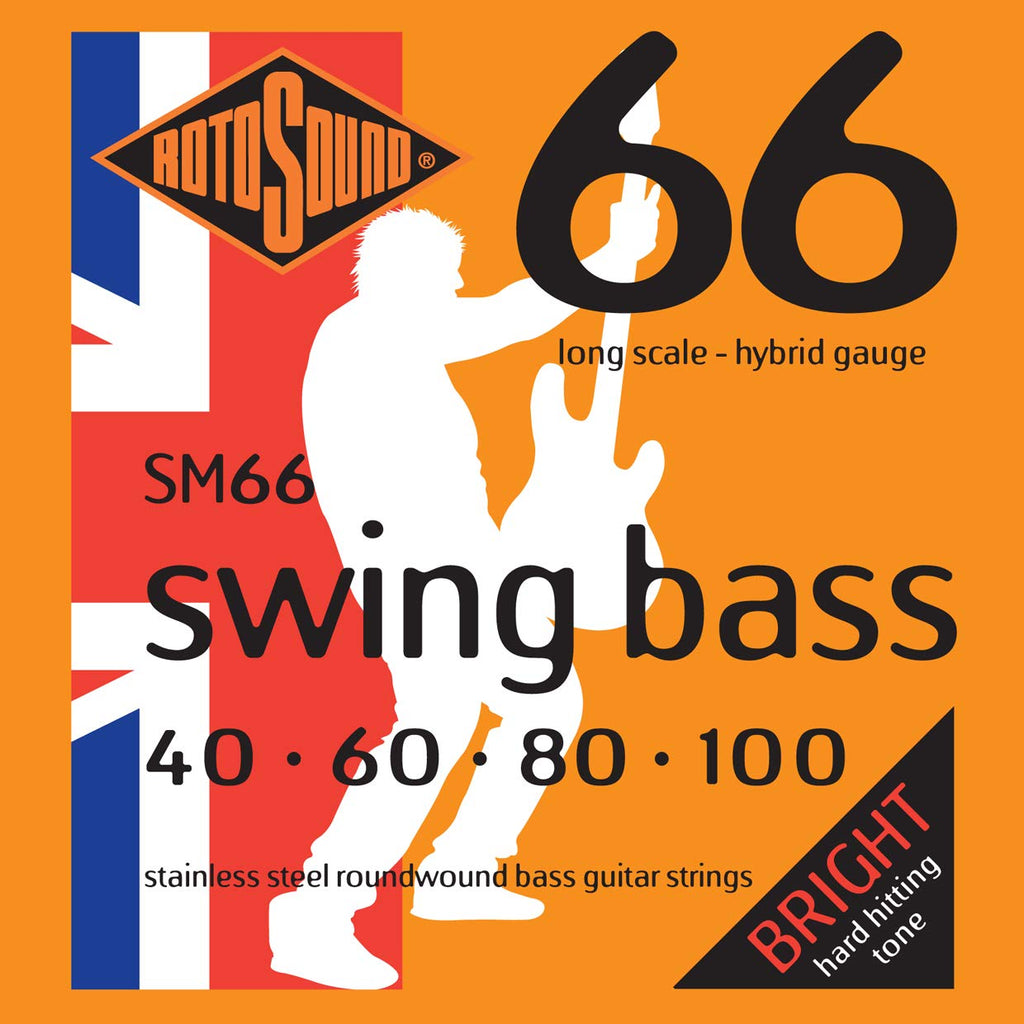 Rotosound SM66 Swing Bass 66 Stainless Steel Hybrid Bass Guitar Strings (40 60 80 100)