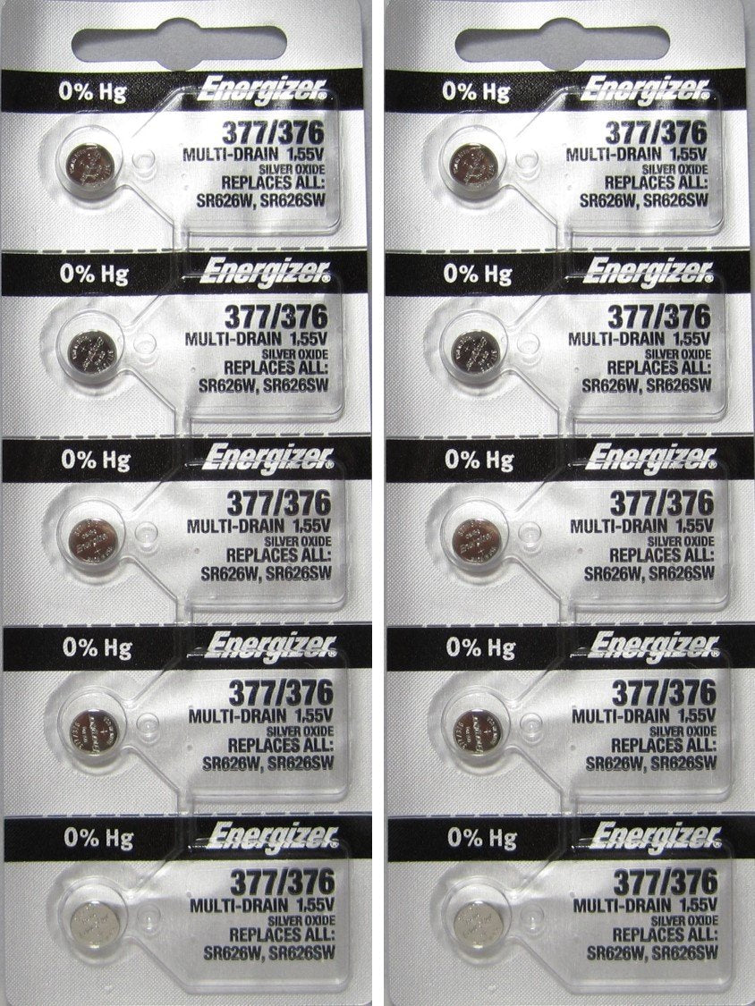 Energizer 377/376 Silver Oxide 10 Batteries