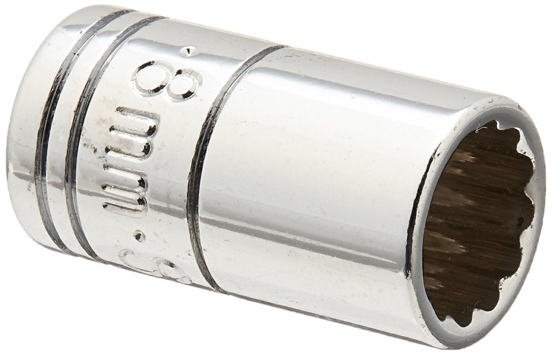 SK Professional Tools 43707 1/4 in. Drive 12-Point Metric Standard Chrome Socket – 8mm, Cold Forged Steel Socket with SuperKrome Finish, Made in USA