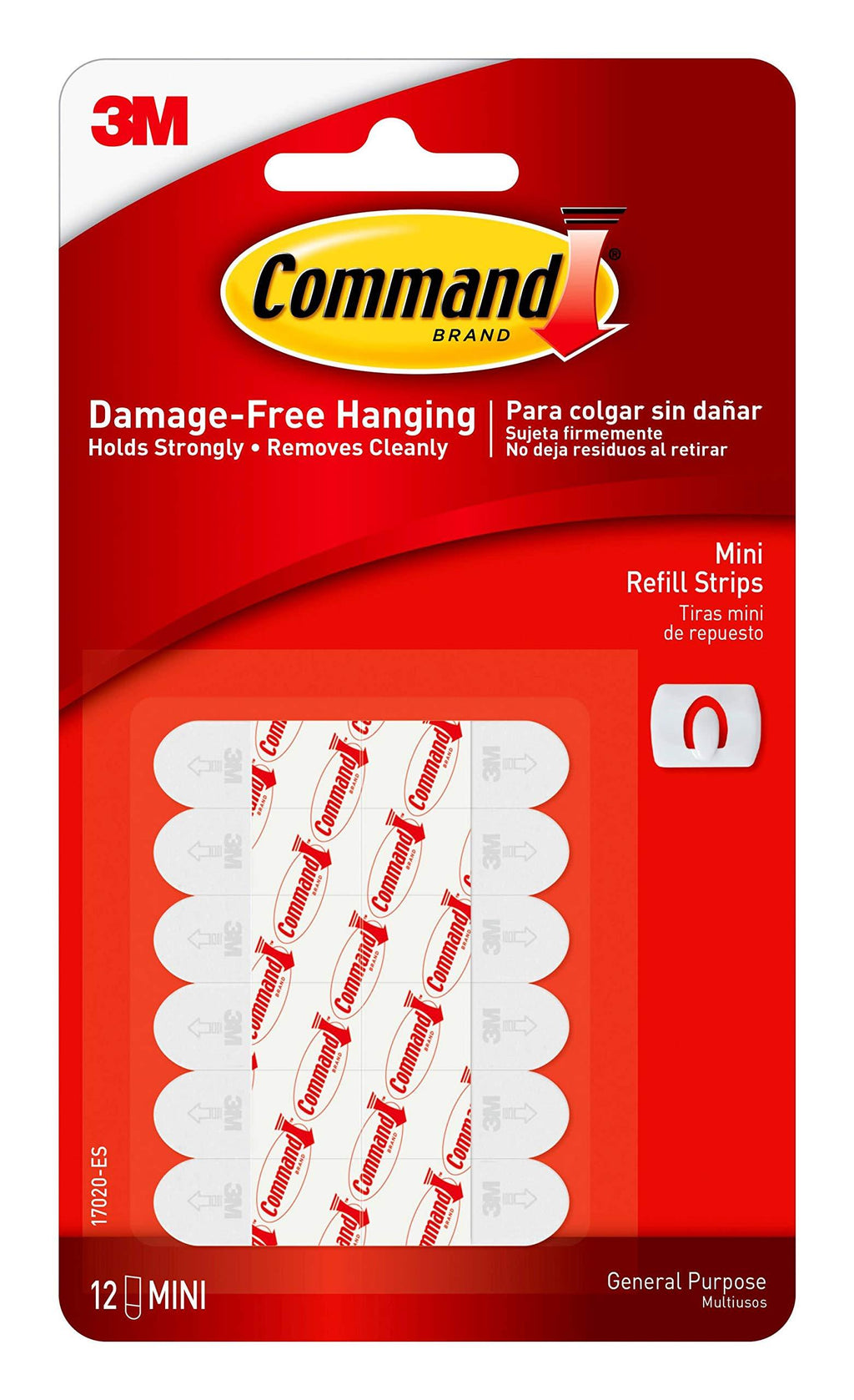 Command Medium Replacement Strips, White, 12-Strips, Re-Hang Indoor Hooks 12 Strips White Refill Strips