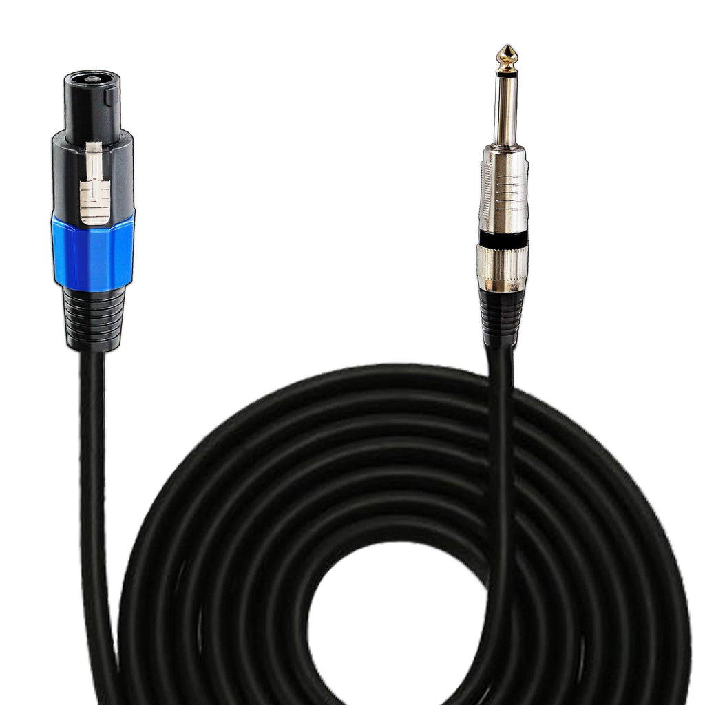 Speakon to 1/4" Audio Cord - Speakon Connector to 1/4 Inch Male Connection 30 ft 12 Gauge Black Heavy Duty Professional Speaker Cable Wire - Delivers Sound - Pyle PPSJ30 30 Feet