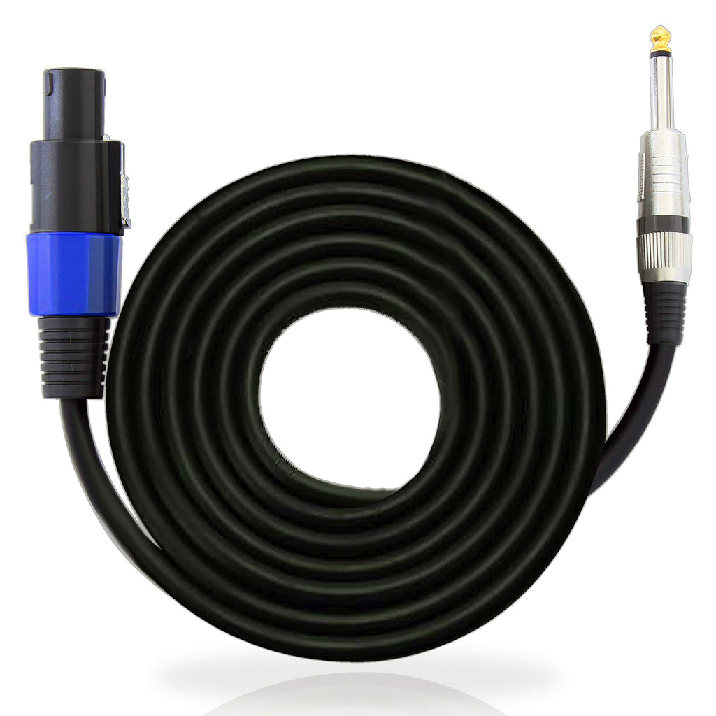 [AUSTRALIA] - Speakon to 1/4" Audio Connection Cord - Speakon Connector to 1/4 Inch Male 15 ft 12 Gauge Black Heavy Duty Professional Speaker Cable Wire - Delivers Sound - Pyle Pro PPSJ15 One Size 