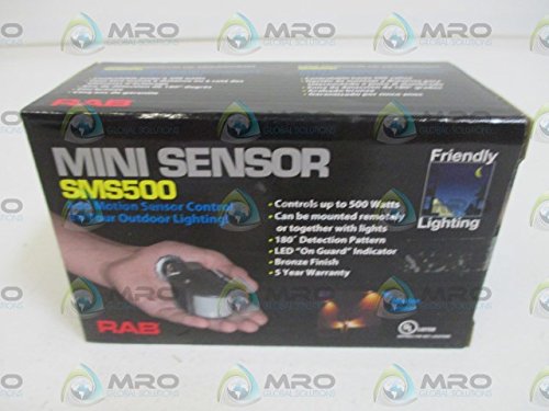 RAB Lighting SMS500 Mini Sensor, 180 Degrees Detection Pattern, 500W Power, 120V, Bronze Color