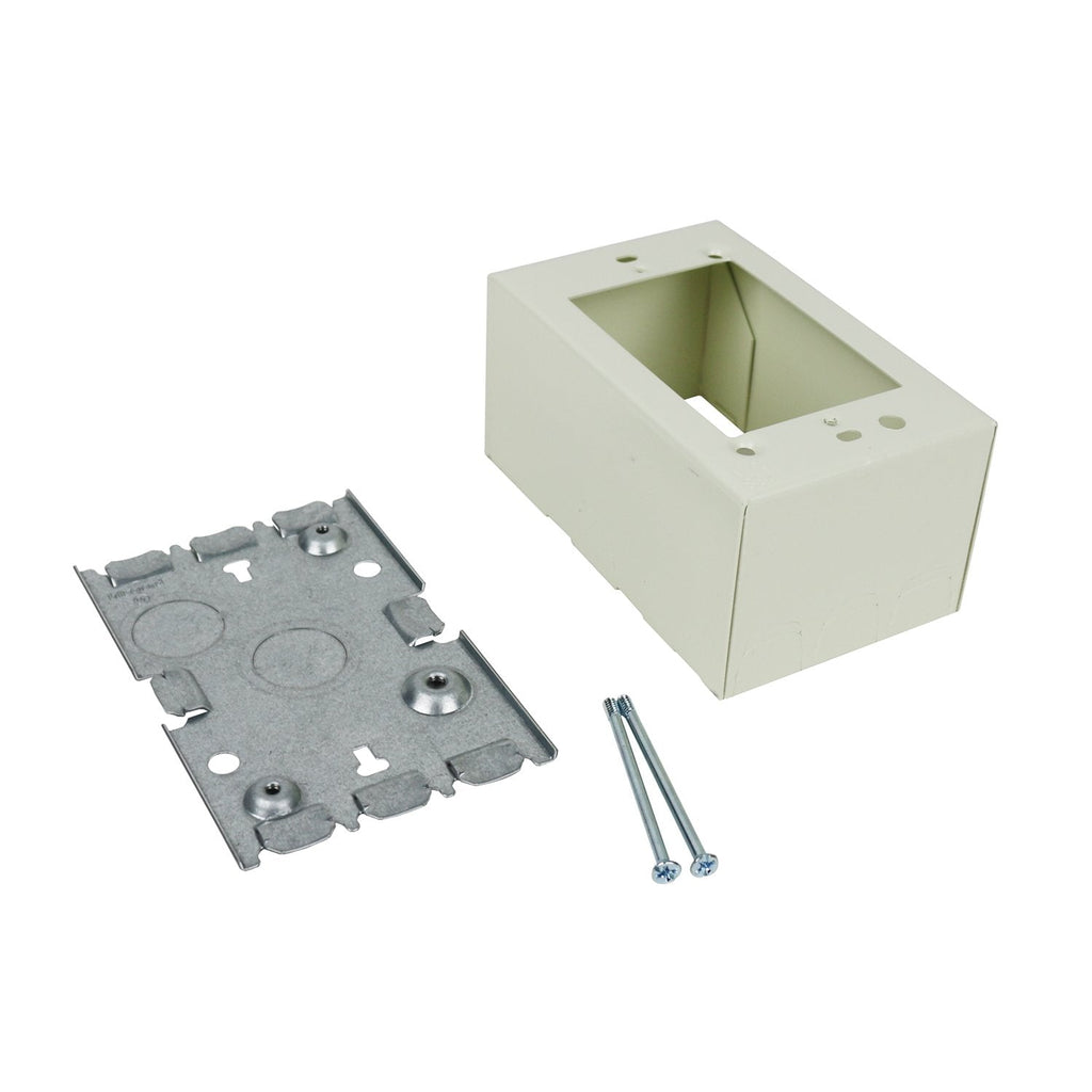 Wiremold Metal Raceway, Extending Power On-Wall Deep Switch and Receptacle Box Fitting, Ivory, V5744S