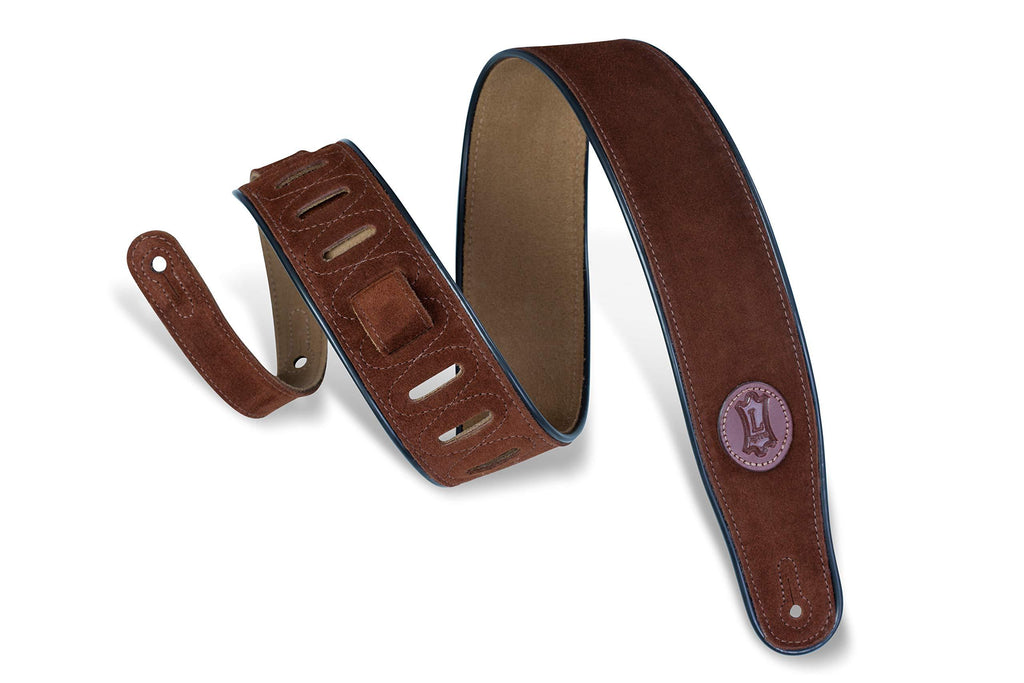 Levy's Leathers MSS3-BRN Signature Series Hand-Brushed Suede Guitar Strap, Brown Standard