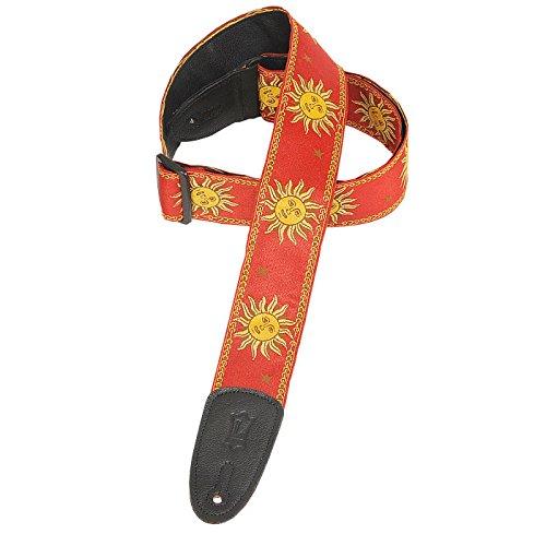 Levy's Leathers MPJG-SUN-RED 2" Jacquard Weave Guitar Strap with Sun Pattern, Red