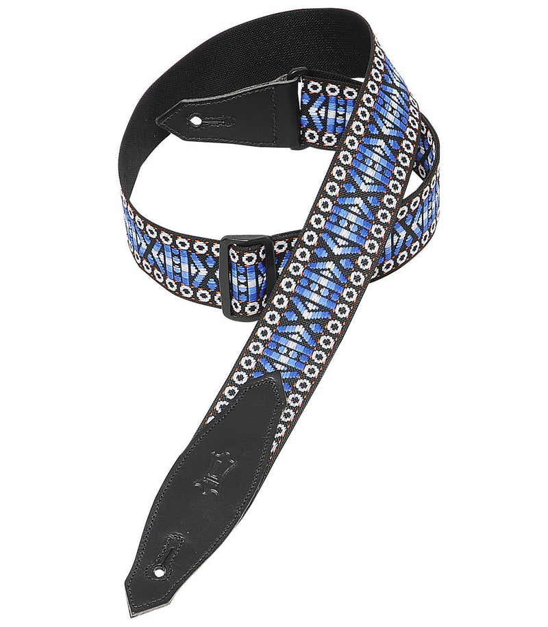 Levy's Leathers 2" Polypropylene/Jacquard Weave Guitar Strap with Leather Ends and Tri-glide Adjustment; Blue (MSSN80-BLU)