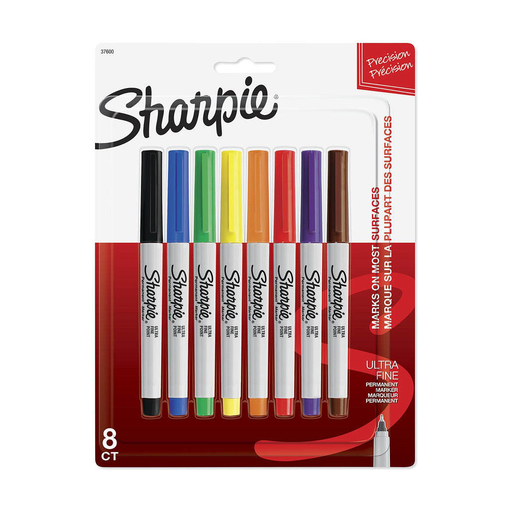 Sharpie 37600PP Permanent Markers, Ultra Fine Point, Classic Colors, 8 Count 8-Count Assorted