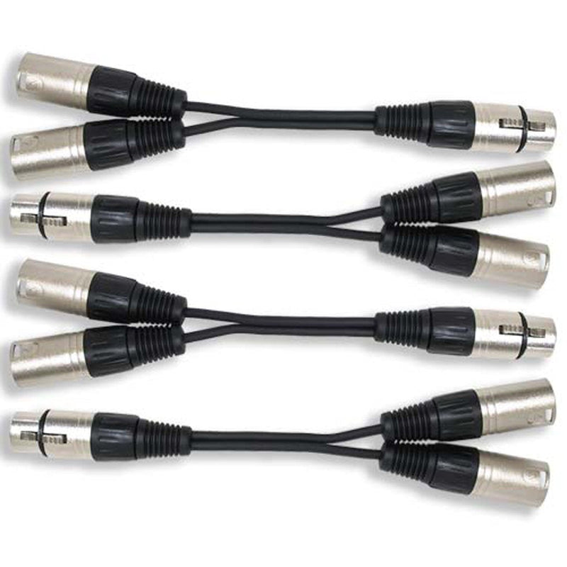 [AUSTRALIA] - GLS Audio 6 Inch Patch Y Cable Cords - XLR Female to Dual XLR Male Cables - 6" Y-Cable Cord Splitter - 4 Pack 