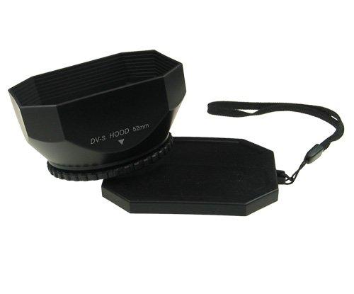 Mennon DV-s 52 Screw Mount 52mm Digital Video Camcorder Lens Hood with Cap, Black