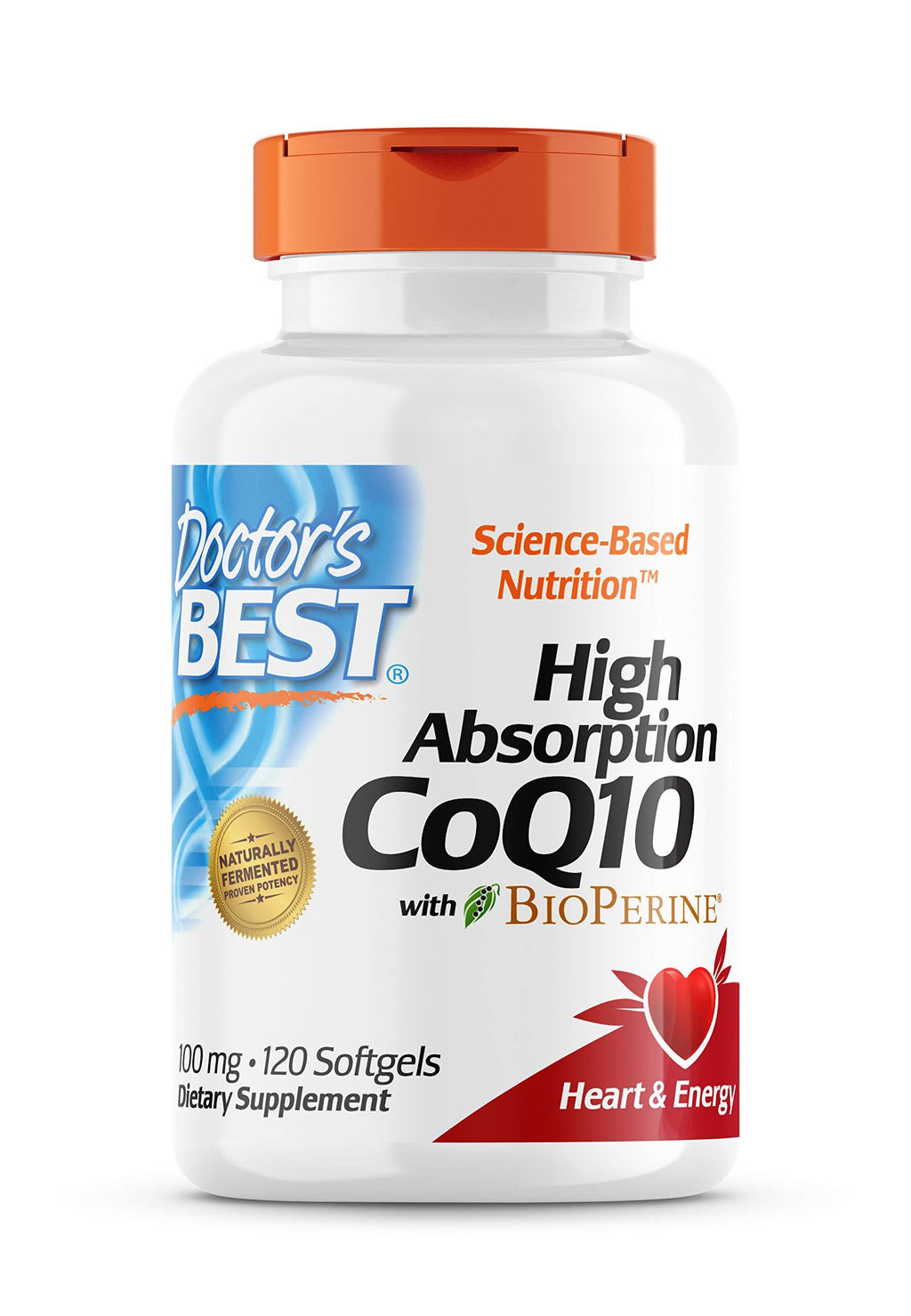 Doctor's Best High Absorption CoQ10 with BioPerine, Gluten Free, Naturally Fermented, Heart Health, Energy Production, 100 mg, 120 Count 120 Count (Pack of 1)