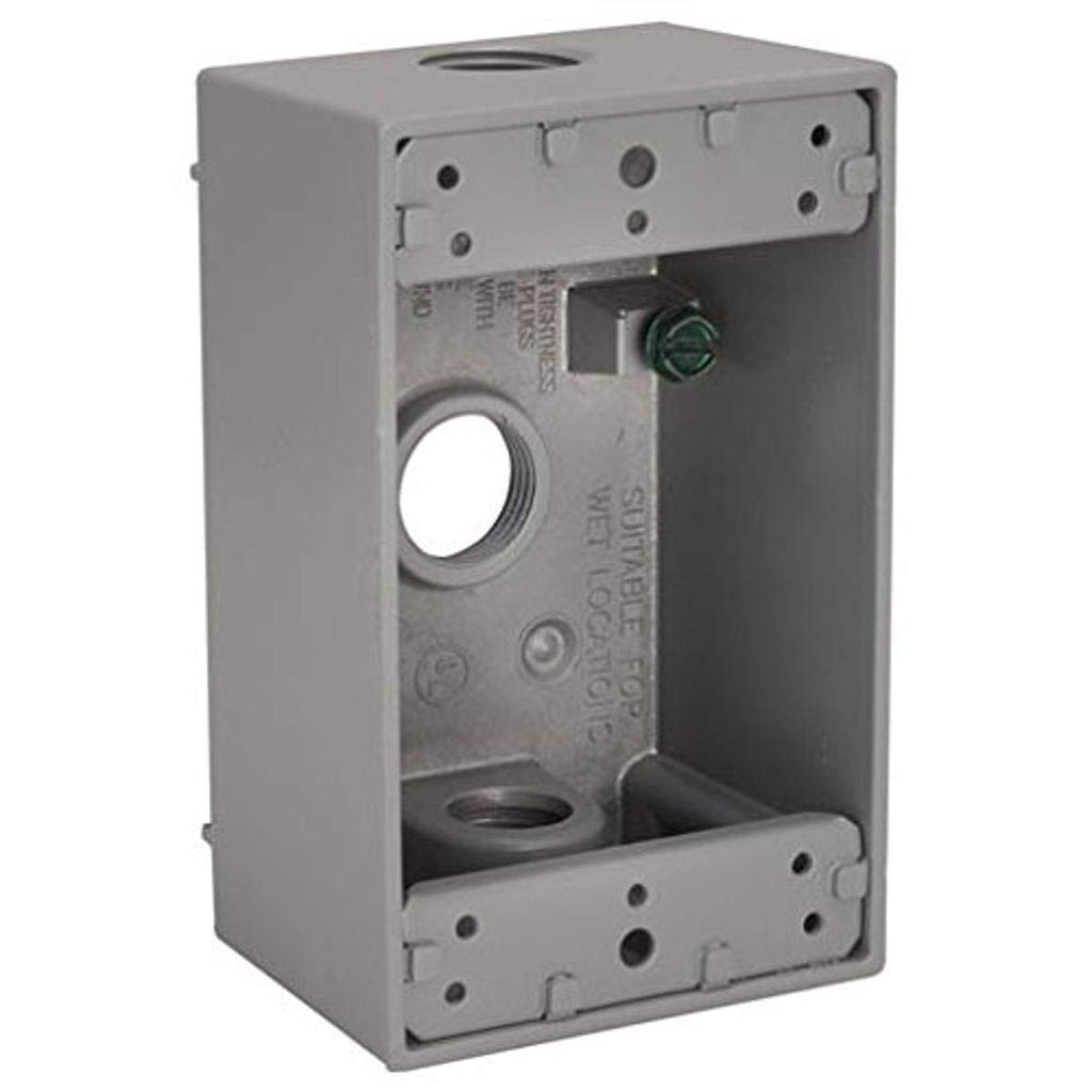 BELL 5324-0 Single-Gang Weatherproof Box Three 3/4 in. Threaded Outlets, Gray Finish