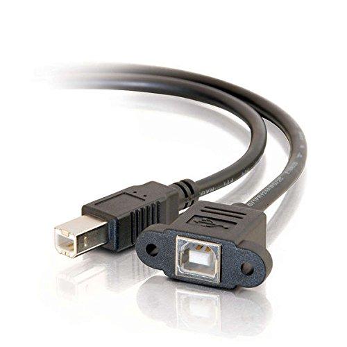 C2G USB Cable, USB Panel Mount, USB 2.0 Cable, USB B to B Cable, 1 Foot (0.3 Meters), Black, Cables to Go 28071 USB B Female to B Male