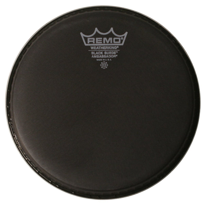 Remo BA0812-ES Black Suede Ambassador Drum Head - 12-Inch