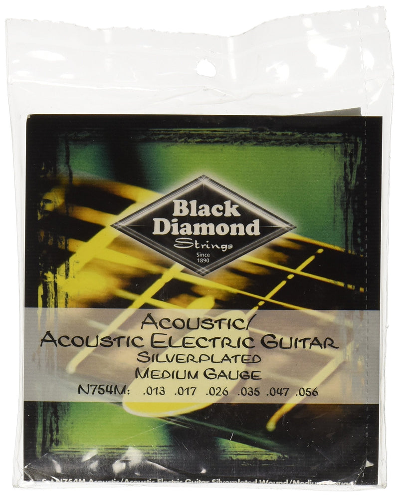 Black Diamond N754M Silverwound Acoustic Guitar Strings, Medium