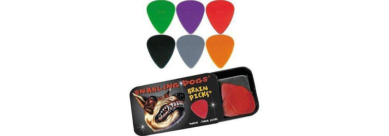 Snarling Dogs Brain Guitar Picks and Tin Box 1 Dozen 1.00 mm Gray