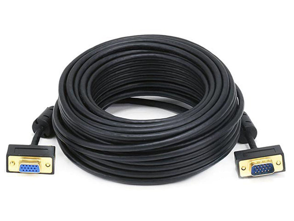 Monoprice 50ft Ultra Slim SVGA Super VGA 30/32AWG M/F Monitor Cable w/ ferrites (Gold Plated Connector) 50 Feet