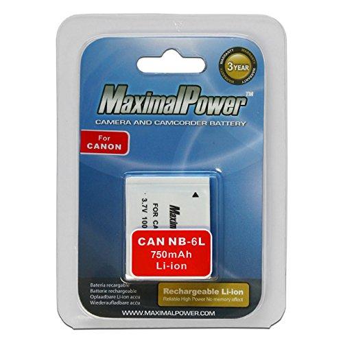 Maximal Power DB CAN NB-6L Replacement Battery for Canon Digital Cameras/Camcorders