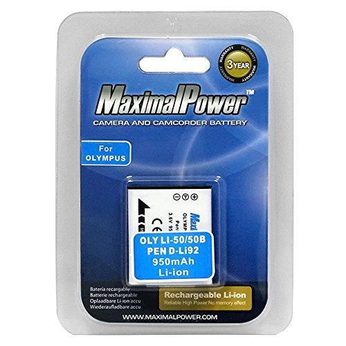 Maximal Power DB OLY LI-50B Replacement Battery for Olympus Digital Camera/Camcorder Black