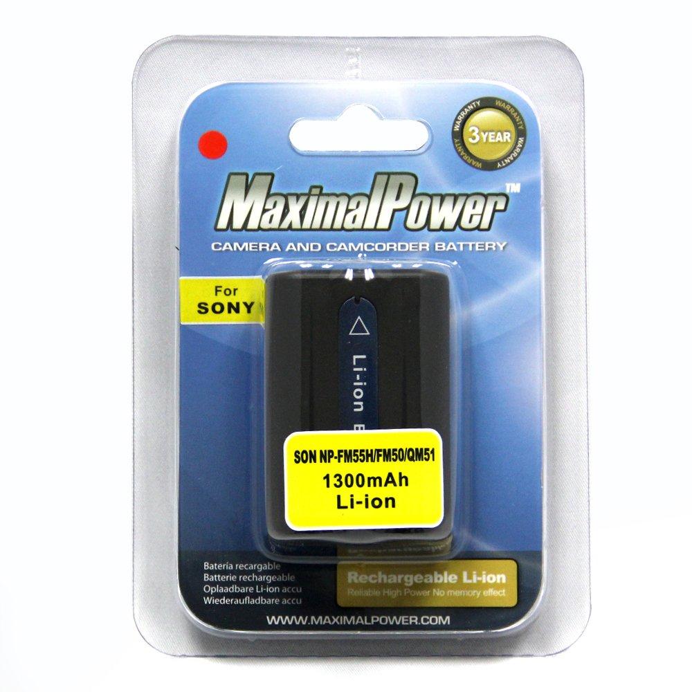 MaximalPower Replacement battery for Sony NP-FM50 NP-FM30 NP-FM51 NP-QM50 NP-QM51 NP-FM55H and Sony M Type NP-FM50 Equivalent Camera Camcorder 1 Battery