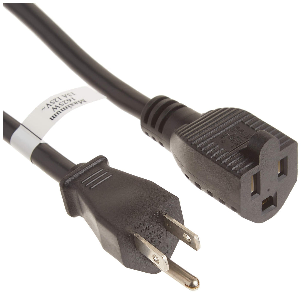 C2G Power Cord, Short Extension Cord, Power Extension Cord, 16 AWG, Black, 4 Feet (1.21 Meters), Cables to Go 29930 4ft 5-15R to 5-15P