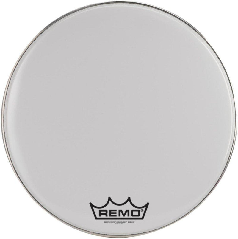 Remo Ambassador Smooth White Crimplock Bass Drumhead, 20" (BR1220MP-U)