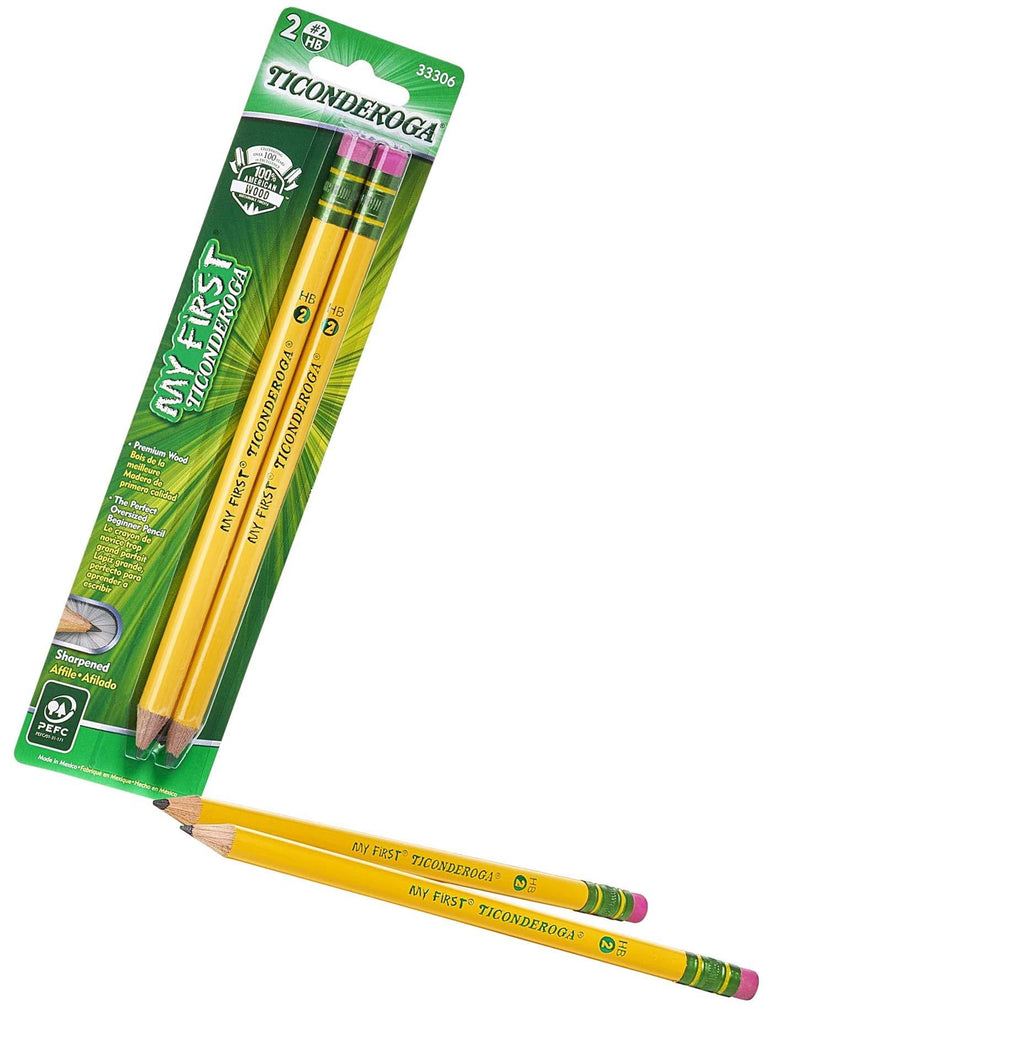 TICONDEROGA My First Pencils, Wood-Cased Soft, Pre-Sharpened with Eraser 2 Count