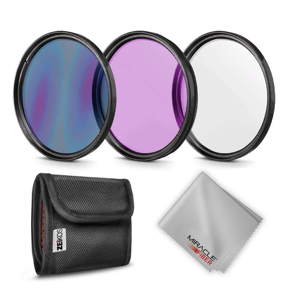 67MM Zeikos Photo Professional Photography Filter Kit (UV, CPL Polarizer, FLD) for Camera Lens with 67MM Filter Thread + Filter Pouch with Miracle Fiber Cloth (ZE-FLK67)