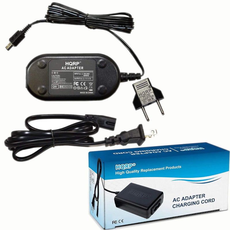 HQRP AC Adapter Charger Works with JVC Everio GZ-MG130 GZ-MG130U, GZ-MG155 GZ-MG155U, GZ-MG255 GZ-MG255U, GZ-MG330 GZMG330 (Black/Silver/Blue) Digital Camcorder AP-V14U AP-V15U + Euro Plug Adapter