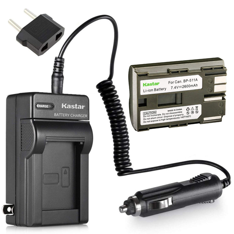 [AUSTRALIA] - Kastar Battery 1 Pack and Charger Kit for Canon ZR40 ZR45 ZR50 ZR60 ZR70 ZR80 FV100 FV200 FV2 FV3 FV10 PowerShot G1 G2 G3 G5 G6 Pro1 Pro90 PV130 EOS Rebel DS6041 Camera and Canon BP-511 BP511A Battery 