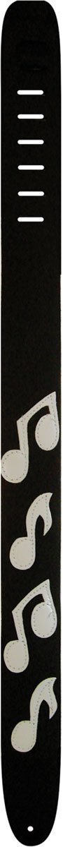 Perris Leathers | Leather Guitar Strap (Black w/White Music Notes) 2.5” Wide, 44.5" to 53" Long | Adjustable - Fits Acoustic, Bass & Electric Guitars BLACK W/WHITE MUSIC NOTES