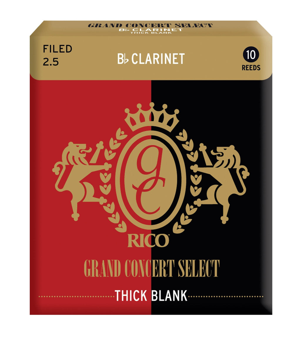 Rico Grand Concert Select Thick Blank Clarinet Reeds, Strength 2.5, 10-pack