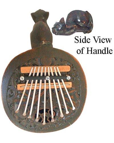 Kalimba Thumb Piano with Carved Cat Handle