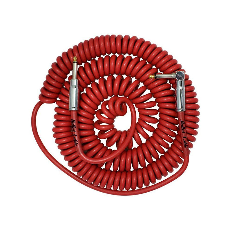 [AUSTRALIA] - Bullet Cable 30 ft. Premium Vintage Coil Cable - Red - Straight to Angle Chrome Bullet Connectors 