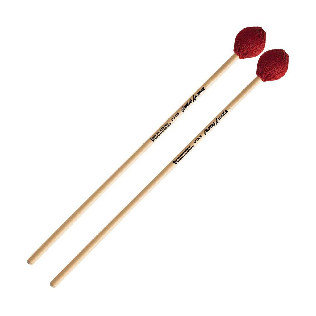 Innovative Percussion IP2006 James Ancona Series Medium Hard Vibraphone/Marimba Mallets, Red Cord Rattan Rattan Handle