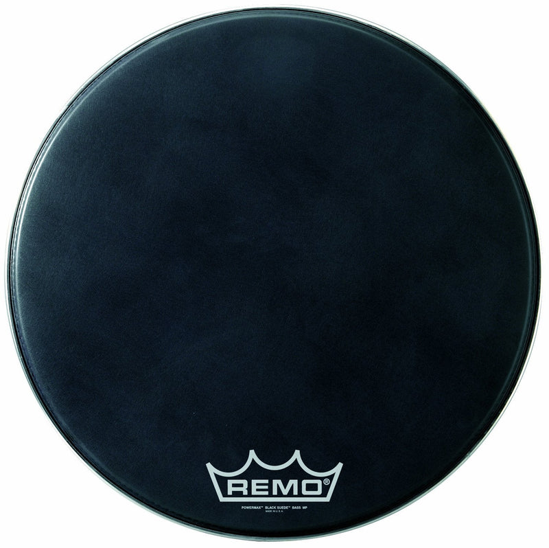 Remo Black Suede PowerMax Series Bass Drumhead with Crimplock Matte Black 20"