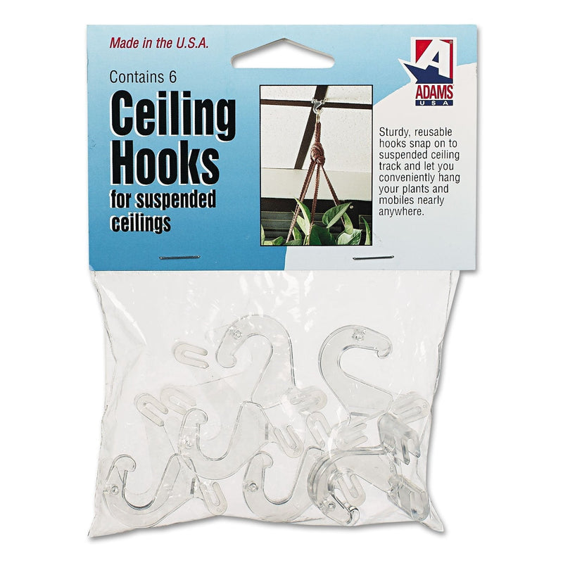 Adams 5/16 x 3/4 x 1-3/8 Inches Clear Plastic Ceiling Hooks, 6 per Pack (ADM1900993241) 1 Pack