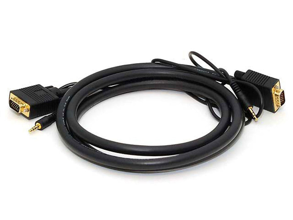 Monoprice 6ft Super VGA HD15 M/M Cable w/Stereo Audio and Triple Shielding (Gold Plated) 6 Feet