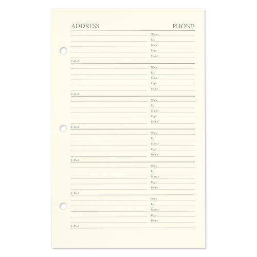 Gallery Leather Desk Address Book Refill Pages Ivory