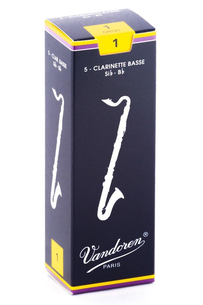 Vandoren CR121 Bass Clarinet Traditional Reeds Strength 1; Box of 5