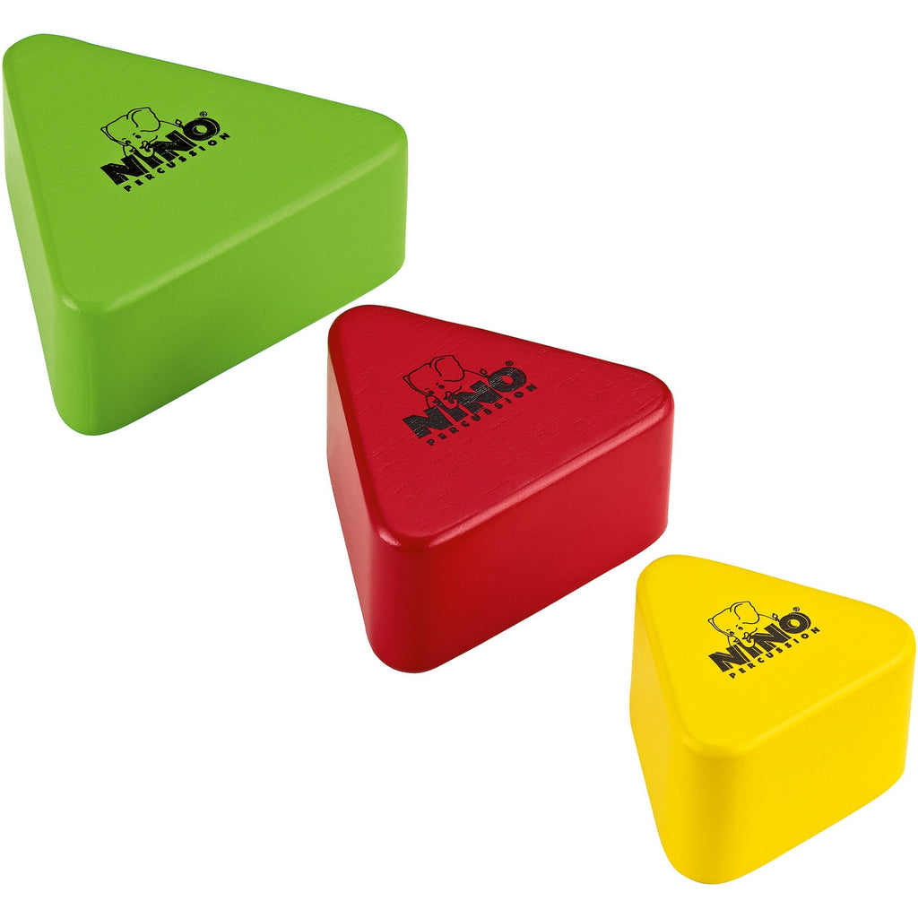 Nino Percussion NINO508-MC Triangular Multi-Color Wood Shakers, Set of 3