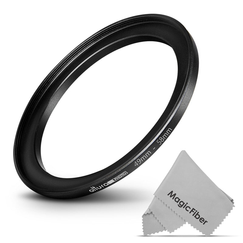 Altura Photo 49-58MM Step-Up Ring Adapter (49MM Lens to 58MM Filter or Accessory) + Premium MagicFiber Cleaning Cloth