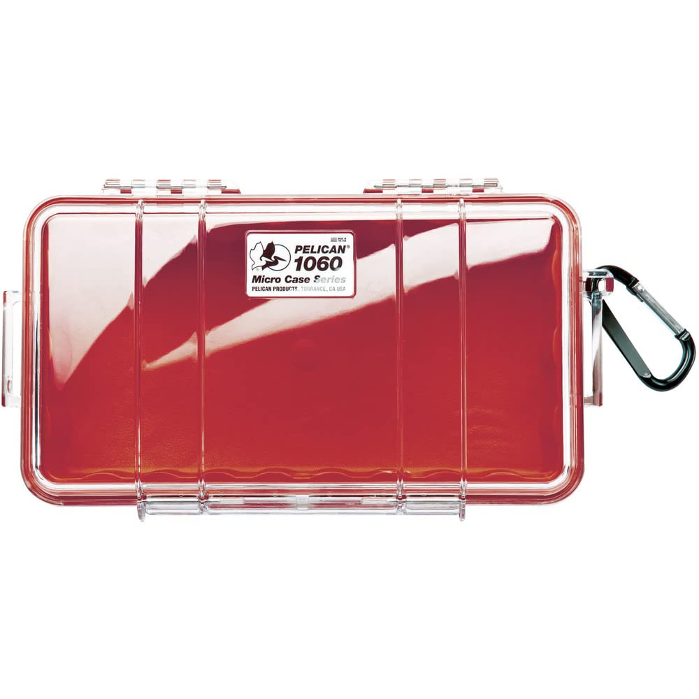 Pelican 1060 Micro Case - for iPhone, Cell Phone, Gopro, Camera, and More (Maroon Red/Clear)