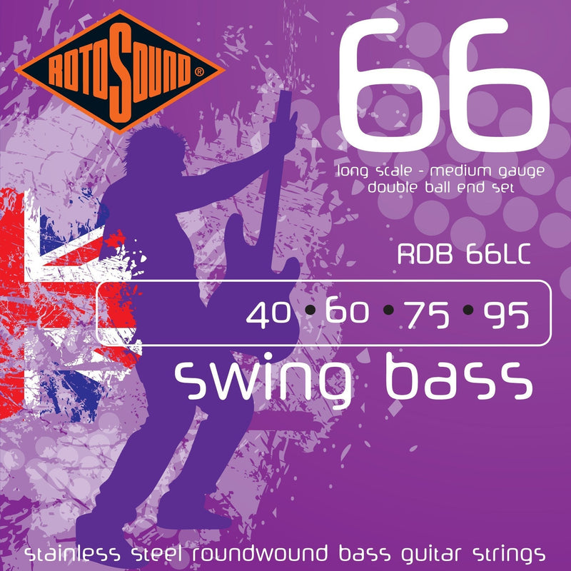 Rotosound RDB66LC Swing Bass 66 Stainless Steel Double Ball End Bass Guitar Strings