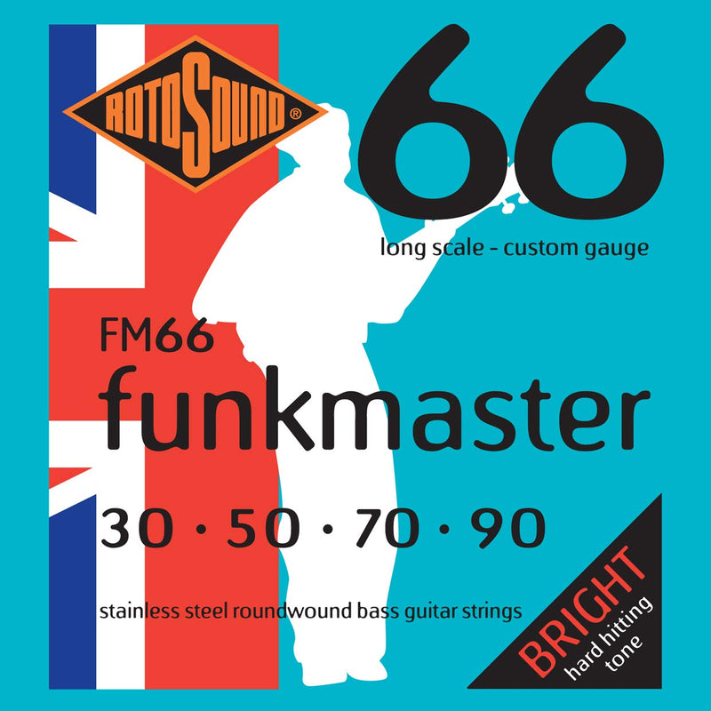 Rotosound FM66 Swing Bass 66 Stainless Steel Funkmaster Bass Guitar Strings (30 50 70 90)