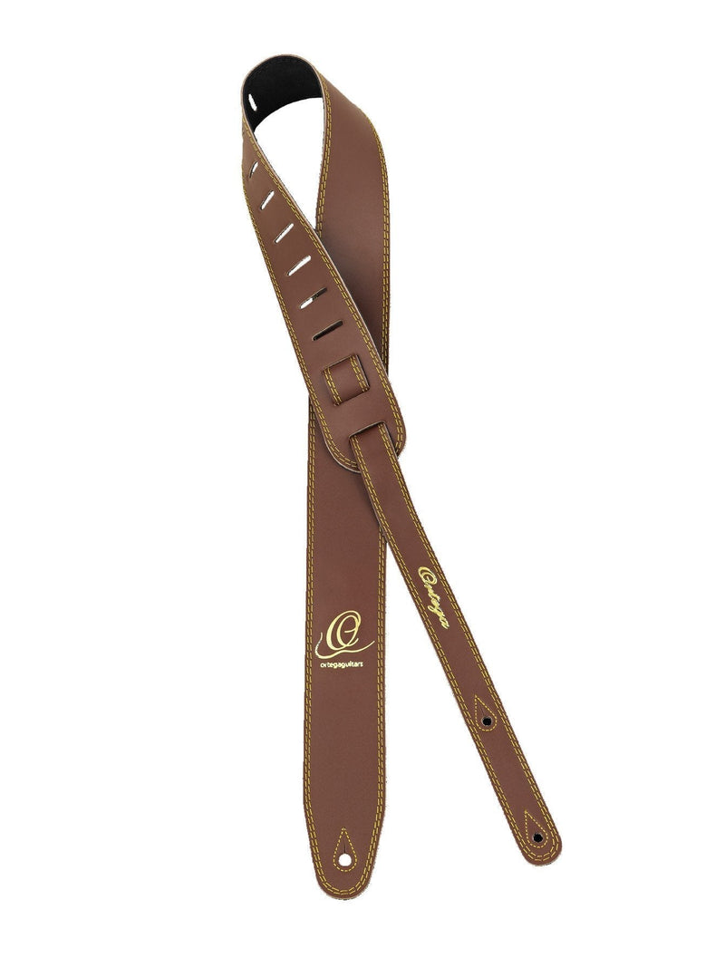 Ortega Guitars OSL2-85BR Strap Series Genuine Leather Strap, 85mm Width, Brown