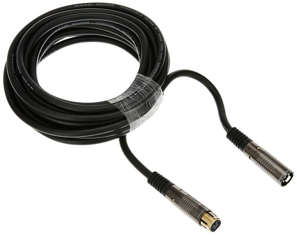 [AUSTRALIA] - Monoprice Premier Series XLR Male to XLR Female - 25ft - Black - Gold Plated | 16AWG Copper Wire Conductors [Microphone & Interconnect] 