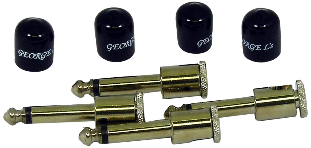 [AUSTRALIA] - George L's 155 Guage Right Angle Plugs with Black Jackets (4 Piece Set) Silver 