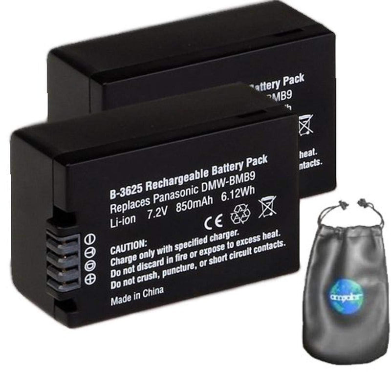 ValuePack (2 Count): Digital Replacement Camera and Camcorder Battery for Panasonic BM-B9, DMC-FZ150 - Includes Lens Pouch