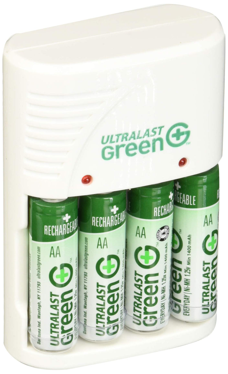 Ultralast AA/AAA Battery Charger with 4 Green AA Precharged Batteries ULGVALUE4